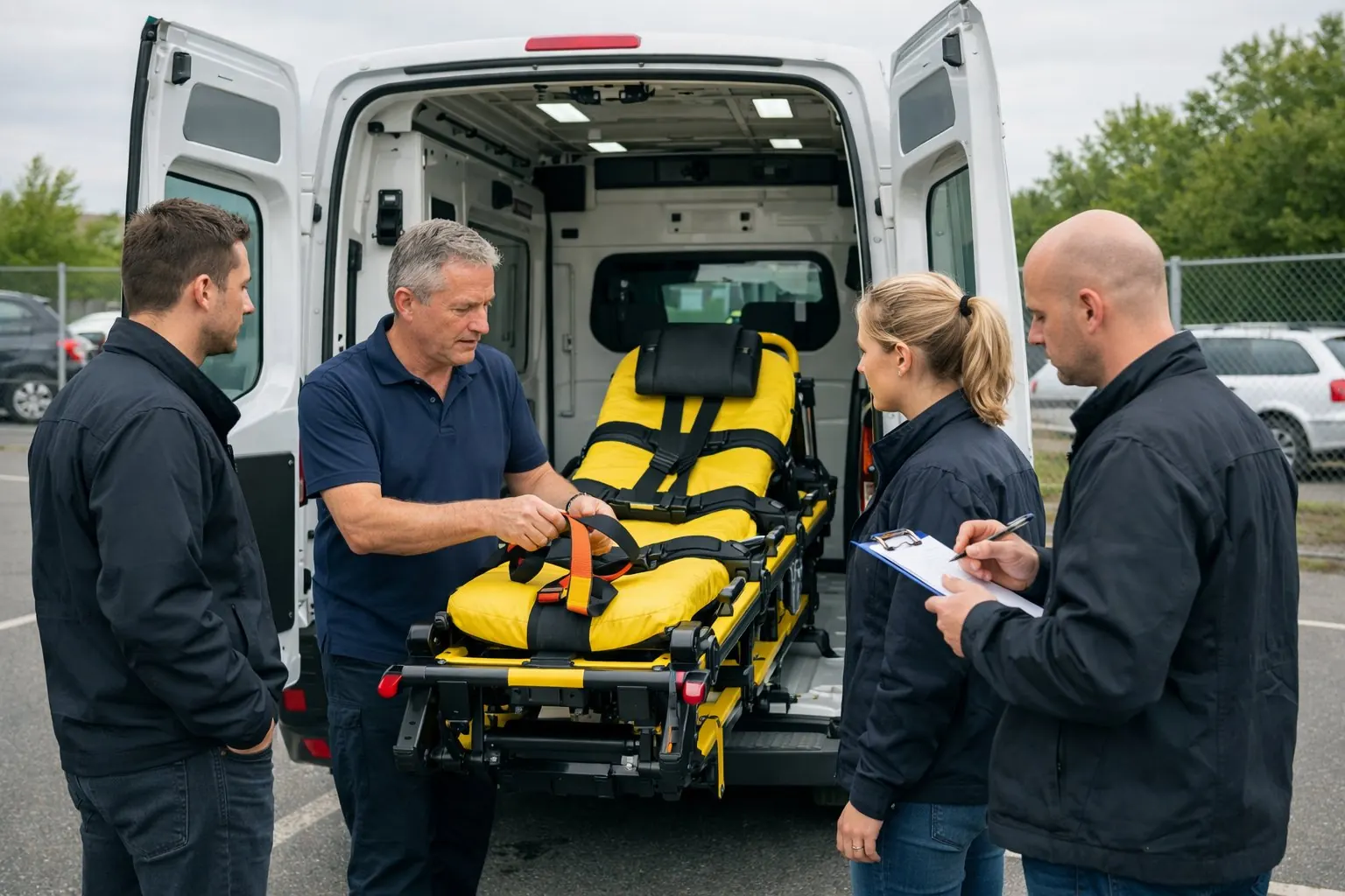 Praxisschulung am Liegemietwagen